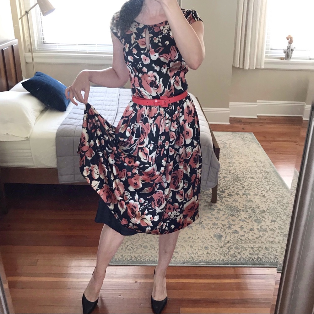 Silk pin-up style floral dress